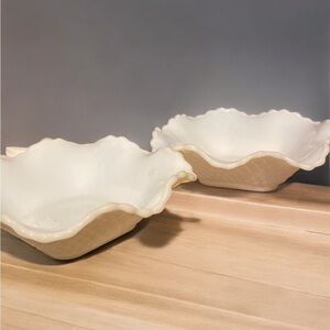 Hazel Atlas Diamond Ruffled Rim mill glass candy bowl vintage